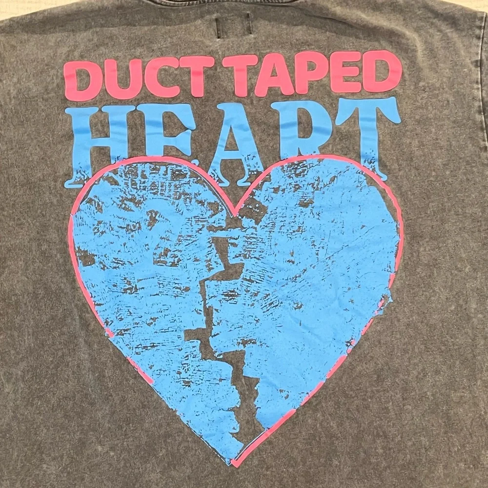 OTTO by kris Duct Taped Heart Long Sleeve Crewneck Tee Blue Heart Accents Sz XXL - Picture 7 of 15
